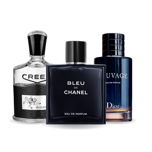 Conjunto de 3 perfumes Creed AVENTUS, BLEU DE CHANEL, Dior SAUVAGE 100ml