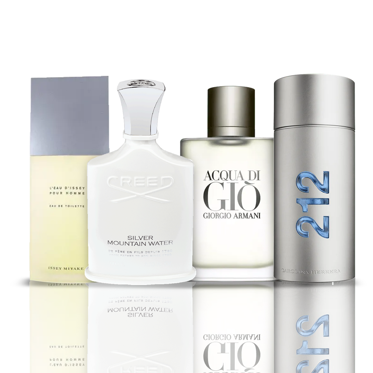Conjunto de 4 Perfumes | Issey Miyake + Acqua di Gio + Creed Silver + 212 NYC Men 100 ml