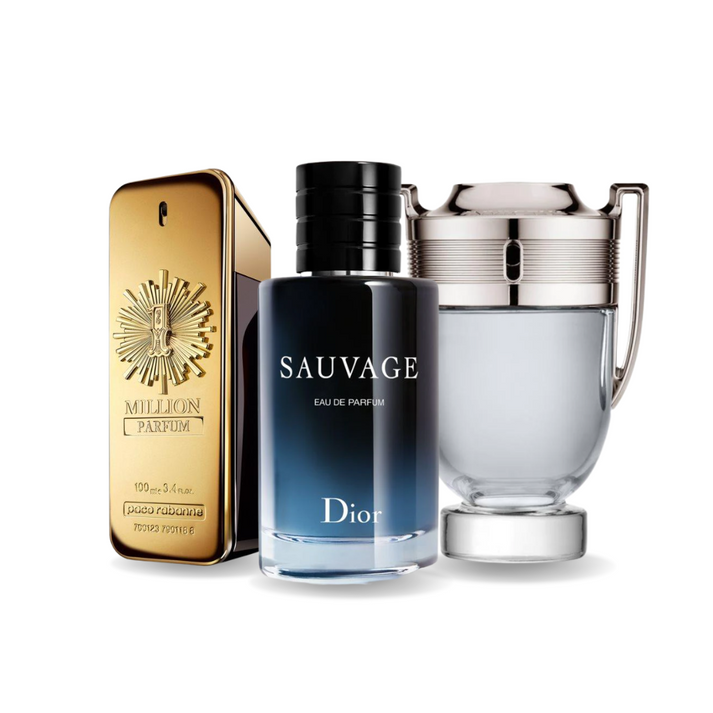 Kit 2+1 Grátis! One Million, Dior Sauvage e Invictus (100ml)